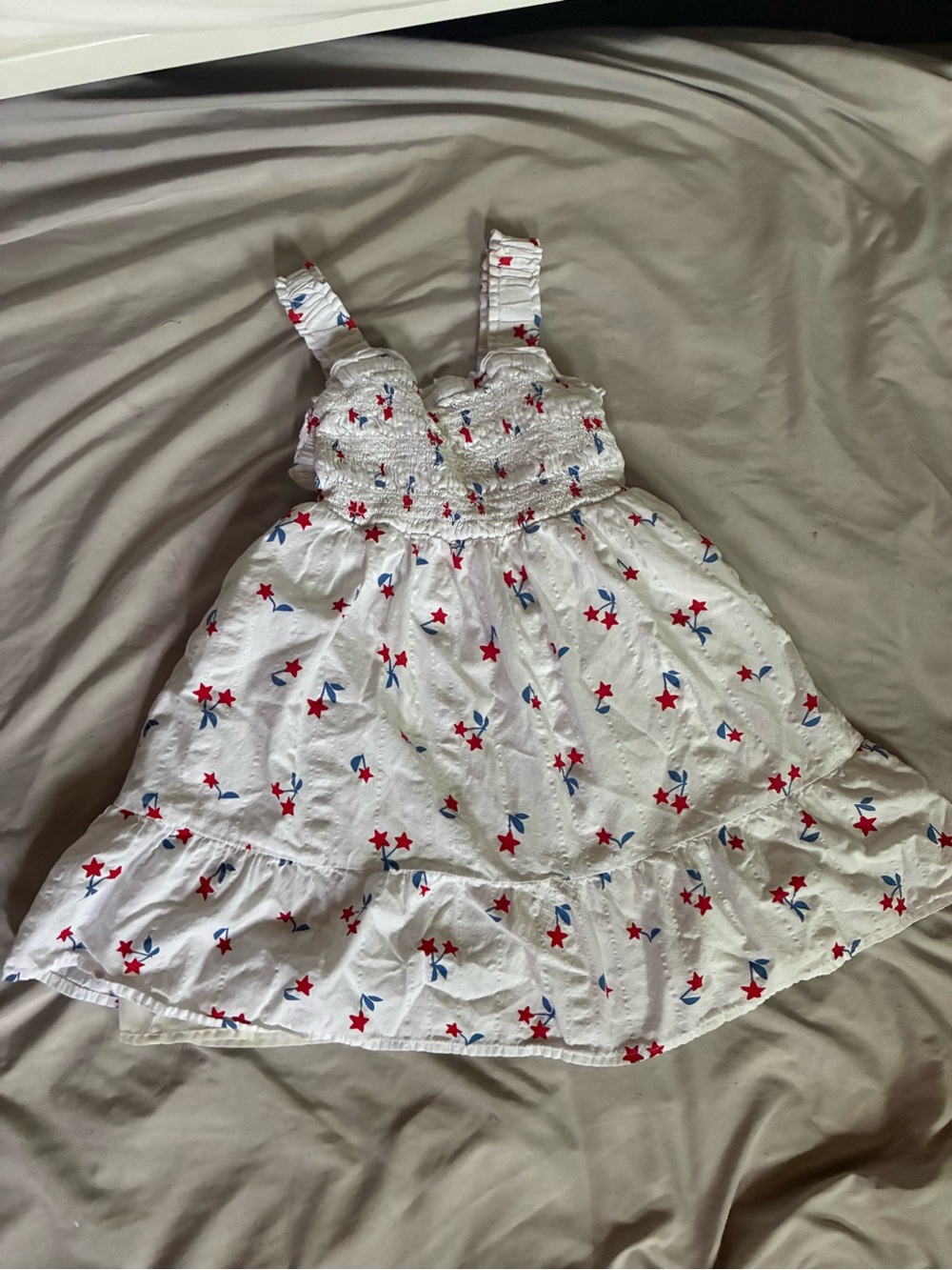 Cat & Jack White Sundress with Red and Blue Star Print